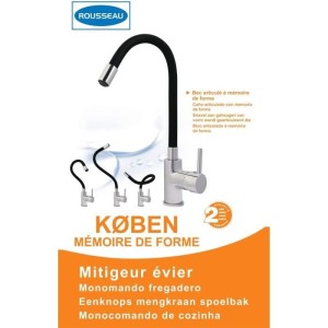 ROUSSEAU Küchenmischbatterie Køben - Ohne Dusche - Memory Form - Grau und Schwarz