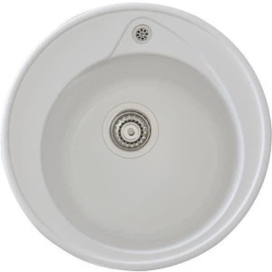 STRADOUR Evier a encastrer RONDA, en SMC BLANC UNI - 17, 1 bac, dim. Ø 49 cm, vidage manuel