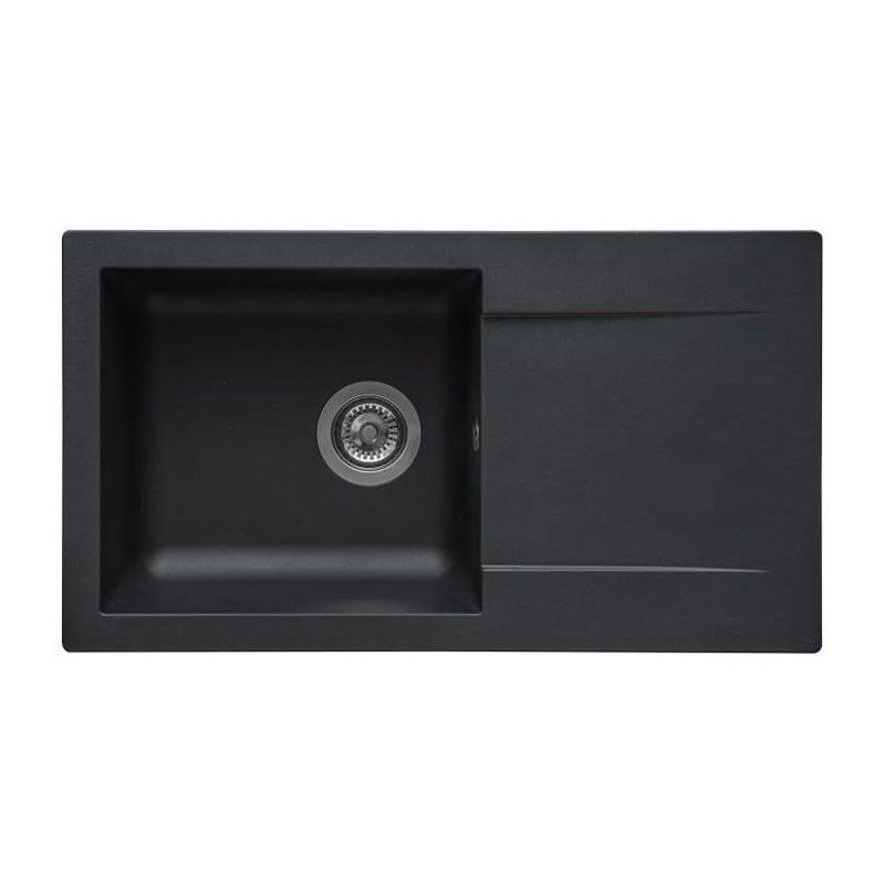 STRADOUR Evier a encastrer EINNA, en SMC NOIR PAILLETE - 06, 1 bac, dim. 78 * 43,5 cm, vidage manuel