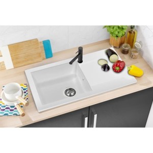 STRADOUR Spüle aus EINNA, SMC WHITE UNI - 17, 1 Becken, Größe 78 * 43,5 cm, manuelle Entleerung