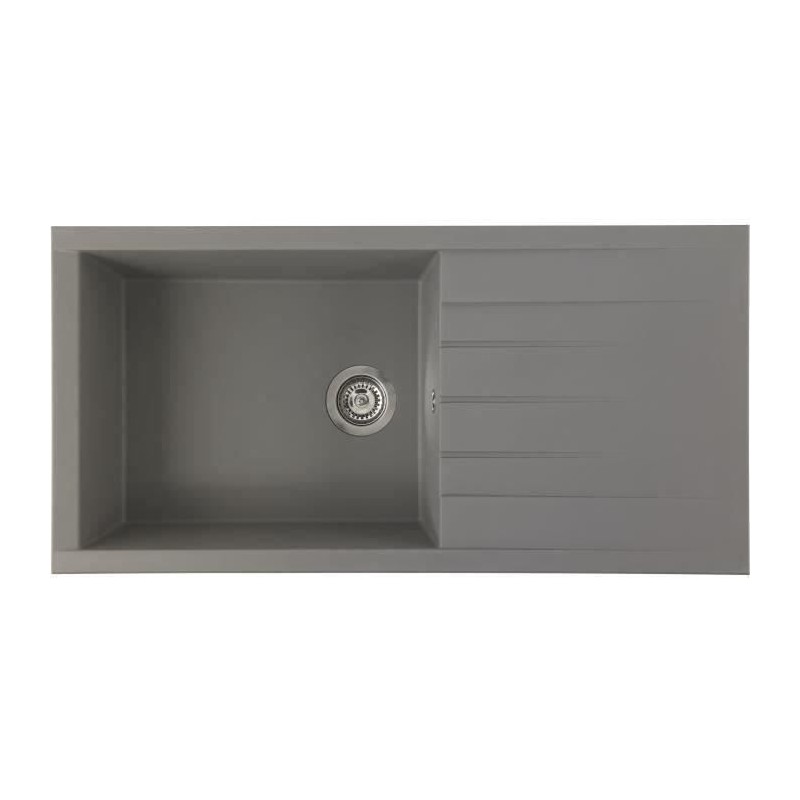 STRADOUR Evier a encastrer CUBE, en SMC GRIS BETON - 16, 1 bac, dim. 100 * 50 cm, vidage manuel