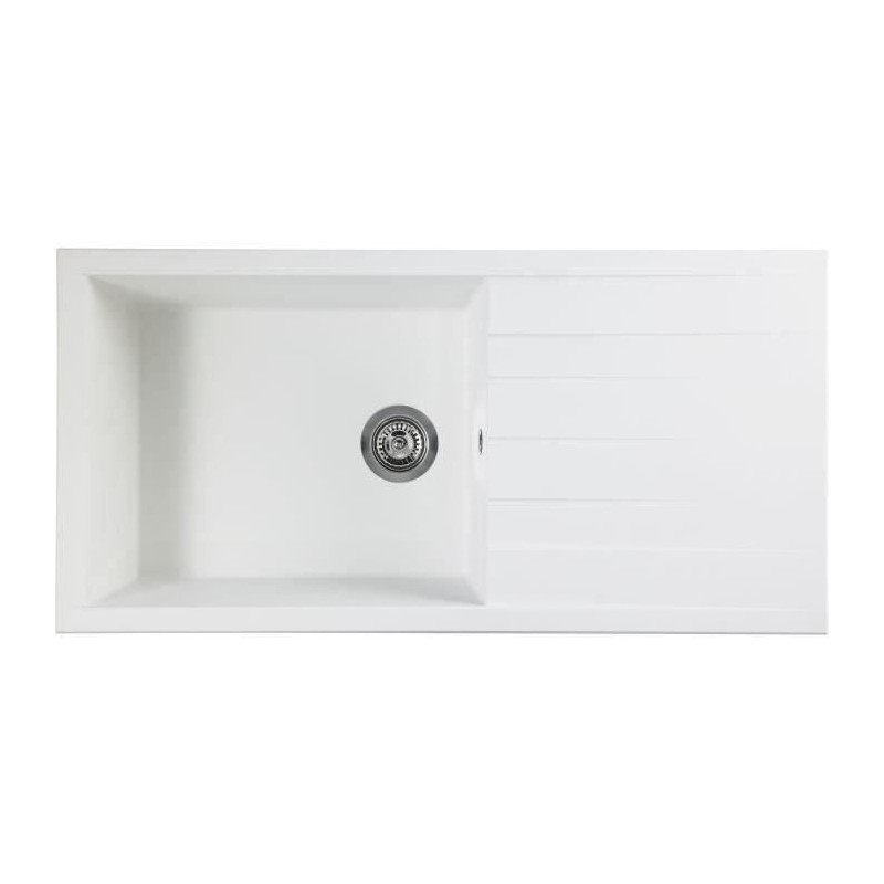 STRADOUR Spüle aus CUBE, SMC WHITE UNI - 17, 1 Becken, Abmessung 100 * 50 cm, manuelle Entleerung