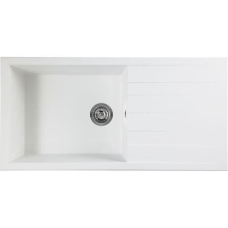 STRADOUR Spüle aus CUBE, SMC WHITE UNI - 17, 1 Becken, Abmessung 100 * 50 cm, manuelle Entleerung