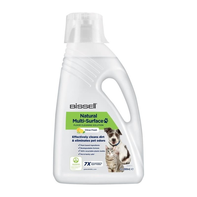 Nettoyant pour sols avec formule Naturelle - BISSELL - B31221 Crosswave - 2L, Spécial Animaux, Nettoyage Multi-Surfaces