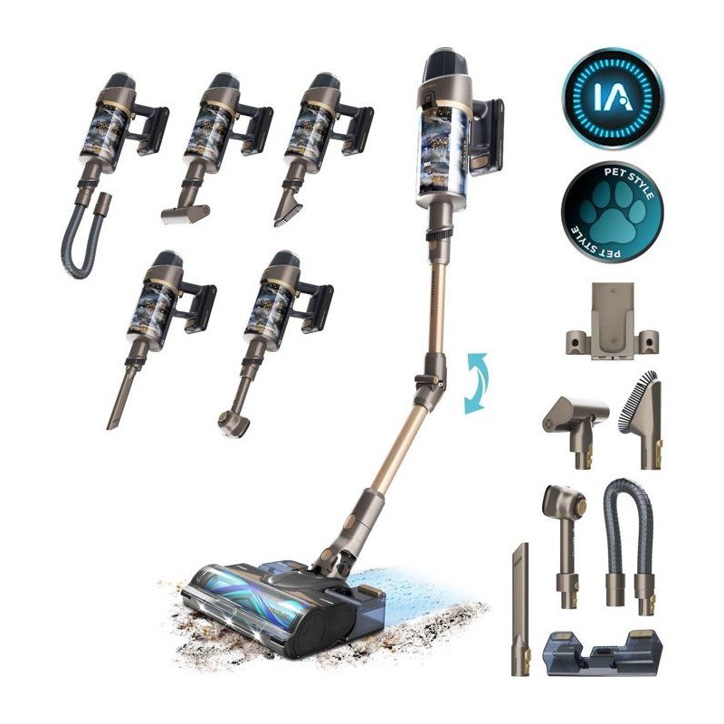 Aspirateur balai - CECOTEC - Conga Rockstar RX90 AI AquaPet Flex - 350 AW - 100 min - 180 m² - Or