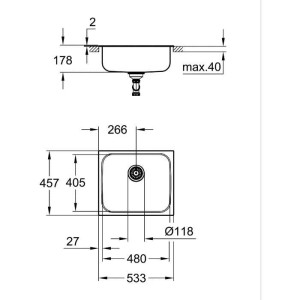 Kitchen sink - Stainless steel - Built-in from above - GROHE K200 - 31719SD0