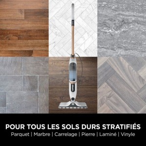 SHARK SteamSpot Balai vapeur S2001EU - Steam Blaster - 3 modes - Réservoir 500 ml - Blanc/Cuivre