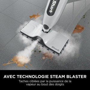 SHARK SteamSpot Balai vapeur S2001EU - Steam Blaster - 3 modes - Réservoir 500 ml - Blanc/Cuivre
