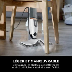 SHARK SteamSpot Balai vapeur S2001EU - Steam Blaster - 3 modes - Réservoir 500 ml - Blanc/Cuivre