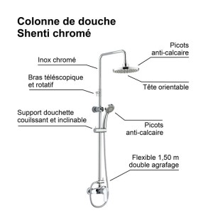 Edouard Rousseau - Colonne de douche avec robinetterie SHENTI - Chromé