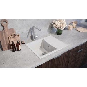 Evier - Résine SMC - Blanc uni - A encastrer - STRADOUR - Cube 1C X...