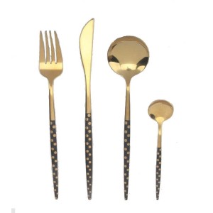 Besteck DKD Home Decor Schwarz Gold Edelstahl 2 x 0,3 x 21 cm 16 St...