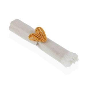 Serviettenring Versa Metall Rattan 5,3 x 4,7 x 5,3 cm Herz |  Weite...