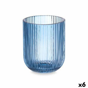Trinkglas Streifen Blau Kristall 270 ml (6 Stück) |  Gläser und Krü...