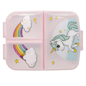 Brotdose mit Besteckfach Stor Unicorn Rainbow (6,7 x 16,5 x 19,5 cm...