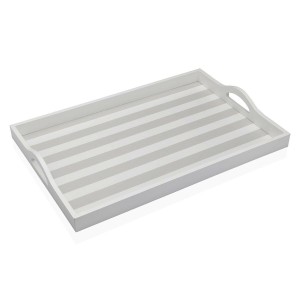Schale Versa Grau Holz MDF 30 x 5 x 45 cm Streifen |  Geschirr, Tab...