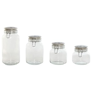 Set mit 4 Kanistern Home ESPRIT Blau Weiß Metall Silikon Kristall S...
