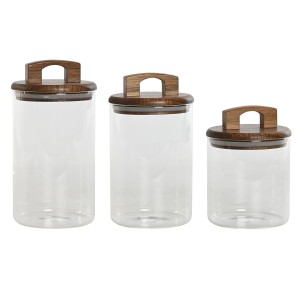 Set mit 3 Kanistern Home ESPRIT Braun Durchsichtig Akazienholz Boro...
