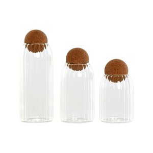 Set mit 3 Kanistern Home ESPRIT Durchsichtig Kork Borosilikatglas 1...