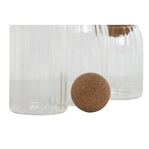 Set mit 3 Kanistern Home ESPRIT Durchsichtig Kork Borosilikatglas 1...