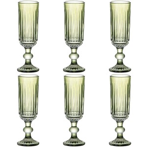Gläsersatz Home ESPRIT grün Kristall 6 x 6 x 18,4 cm (6 Stück) |  G...