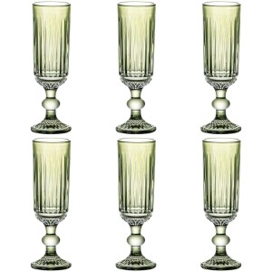 Gläsersatz Home ESPRIT grün Kristall 6 x 6 x 18,4 cm (6 Stück) |  G...