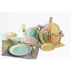 Geschirr Home ESPRIT Rosa Steingut 27 x 27 x 2 cm 18 Stücke |  Gesc...