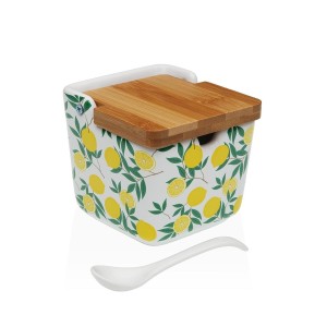 Zuckerdose Versa aus Keramik 8,8 x 8,5 x 8,8 cm Zitronengelb |  Wei...