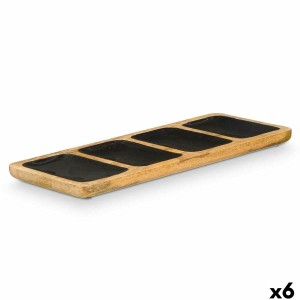 Tablett mit Fächern MALI-941 B Schwarz 46 x 3 x 17 cm (6 Stück) |  ...