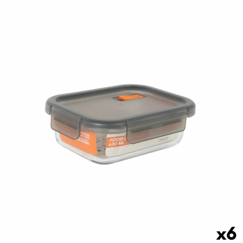 Lunchbox hermetisch MasterChef Grau Durchsichtig rechteckig 630 ml ... Lunchbox hermetisch MasterChef Grau Durchsichtig rechteckig 630 ml ...