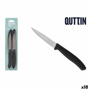 Schälmesserset Quttin Basic Schwarz Silberfarben Edelstahl 9 cm 4 S...