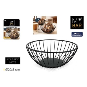 Brotkorb My Bar Schwarz Metall kreisförmig 20 x 8 cm (12 Stück) |  ...