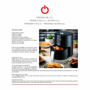 Heißluftfritteuse Basic Home Schwarz 1200 W 2,3 L |  Fritteusen   |...