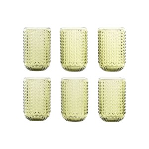 Gläserset Home ESPRIT grün Kristall Mit Relief 420 ml (6 Stück) |  ...