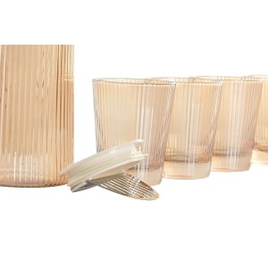 Set aus Gläsern mit Flasche Home ESPRIT Bernstein Borosilikatglas 1...