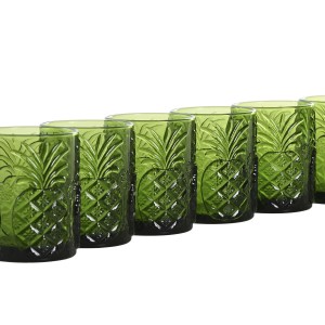 Gläserset Home ESPRIT grün Kristall Mit Relief 300 ml (6 Stück) |  ...