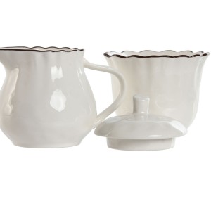 Milchkännchen und Zuckerdose Home ESPRIT Weiß Braun Porzellan 250 m...