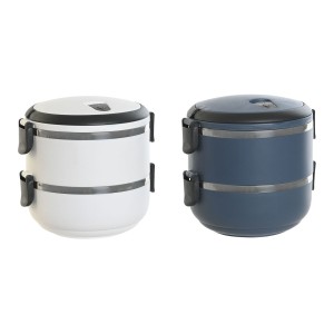 Lunchbox DKD Home Decor Blau Weiß Dunkelgrau Edelstahl Polypropylen...