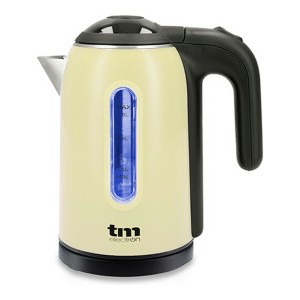 Elektrischer Wasserkocher mit LED-Licht TM Electron Edelstahl Creme...