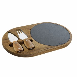 Planche à découper DKD Home Decor Acier inoxydable Ardoise Acacia (...
