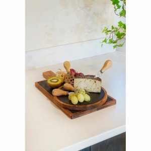 Planche à découper DKD Home Decor Acier inoxydable Ardoise Acacia (...