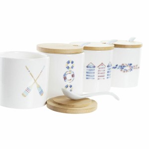 Zuckerdose DKD Home Decor Matrose Weiß Bunt Bambus Dolomite 4 Stück...