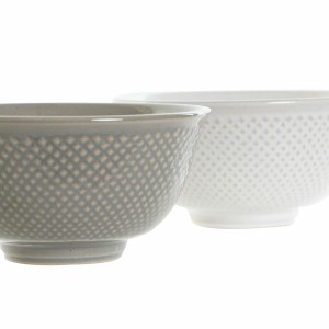Schüssel DKD Home Decor Weiß Grau Porzellan Vintage 12,5 x 12,5 x 6...