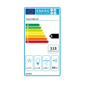 Konventioneller Rauchfang Teka DBB60 I 60 cm 380 m3/h 60 dB 195W | ...
