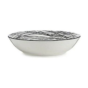 Suppenteller Streifen Porzellan Schwarz Weiß 20 x 4,7 x 20 cm |  Ge...