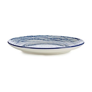 Flacher Teller Streifen Blau Weiß Porzellan 24 x 2,8 x 24 cm |  Ges...