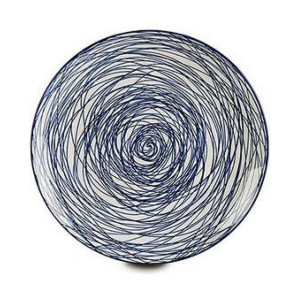 Flacher Teller Streifen Blau Weiß Porzellan 24 x 2,8 x 24 cm |  Ges...