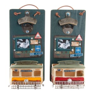 Flaschenöffner DKD Home Decor Self Serve Holz Metall (2 pcs) (26 x ...