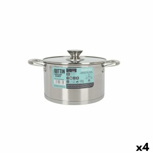 Topf mit Glasabdeckung Quttin Hermes Stahl 3 L (4 Stück) |  Pfannen...
