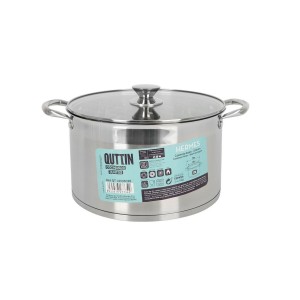 Topf mit Glasabdeckung Quttin Hermes Stahl 10 L (4 Stück) |  Pfanne...